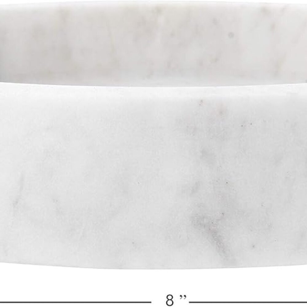 Round Carved Marble Tray or Charcuterie Board, White - Picture 3 of 6